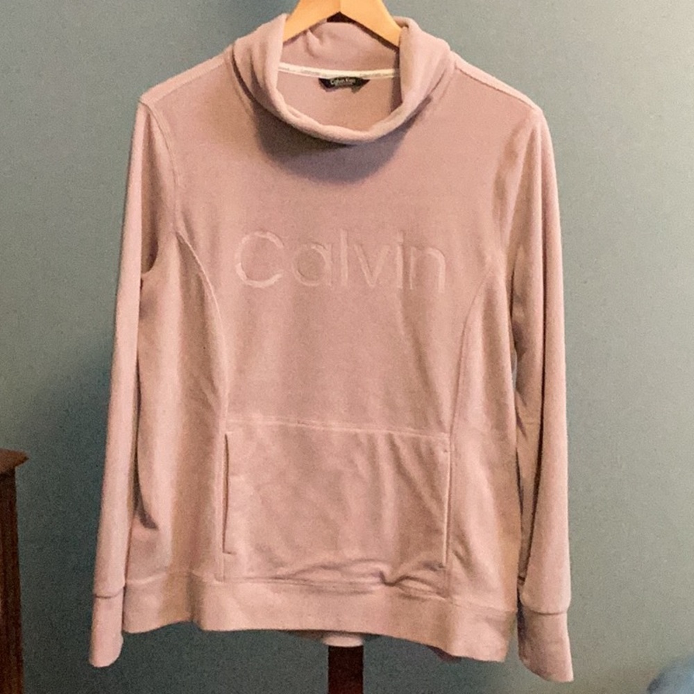 Calvin Klein Pink Sweatshirt Cozy Fleece Mock Neck